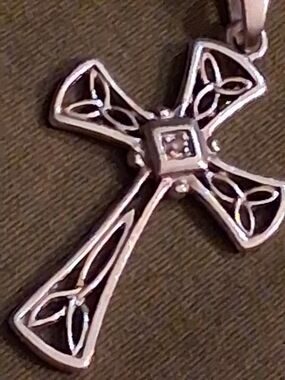 Rj Graziano Sterling Silver Celtic Cross Pendant Natural Diamond 925